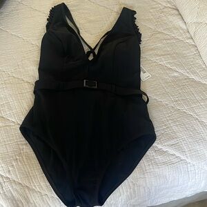 Black one piece bathing suit by Skinny Dippers. Purchased from Victoria secret